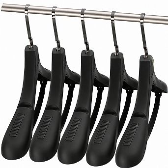 15 Pack Extra Wide Plastic Suit Hangers With Metal Hooks Double Trouser Bars