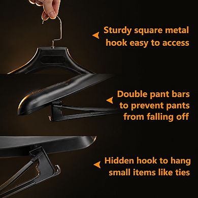 15 Pack Extra Wide Plastic Suit Hangers With Metal Hooks Double Trouser Bars