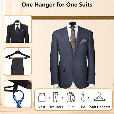 15 Pack Extra Wide Plastic Suit Hangers With Metal Hooks Double Trouser Bars