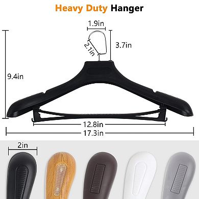 15 Pack Extra Wide Plastic Suit Hangers With Metal Hooks Double Trouser Bars