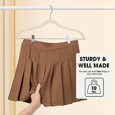 24 Pack Beige Adjustable Heavy Duty Felt Non Slip Closet Hangers With Clips