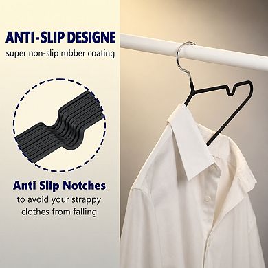 20 Pack Heavy Duty Metal Coat Hangers Non Slip Space Saving For Clothes Pants Shirts