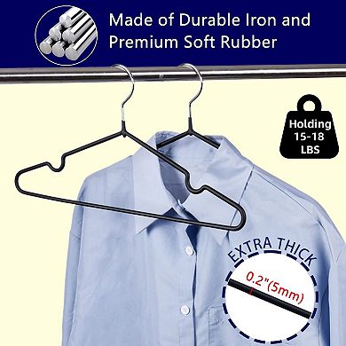 20 Pack Heavy Duty Metal Coat Hangers Non Slip Space Saving For Clothes Pants Shirts