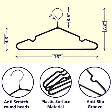 20 Pack Heavy Duty Metal Coat Hangers Non Slip Space Saving For Clothes Pants Shirts