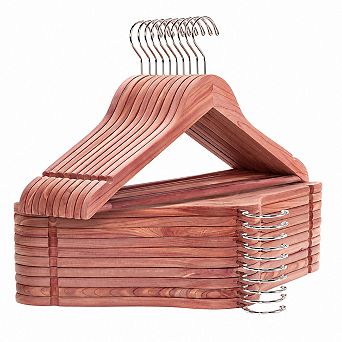 30 Pack Cedar Wood Coat Hangers Non Slip Pant Bar Closet Organization