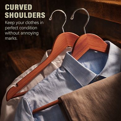 30 Pack Cedar Wood Coat Hangers Non Slip Pant Bar Closet Organization