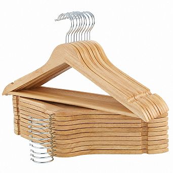 20 Pack Solid Wooden Suit Hangers Smooth Finish Chrome Swivel Hook