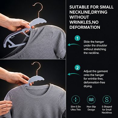 50 Pack Slim Non Slip Plastic Pants Hangers Space Saving Heavy Duty Closet Organizers