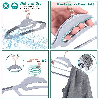 50 Pack Slim Non Slip Plastic Pants Hangers Space Saving Heavy Duty Closet Organizers