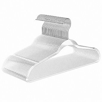50 Pack Ultra Slim Clear Plastic Hangers Space Saving For Coats Pants Dresses