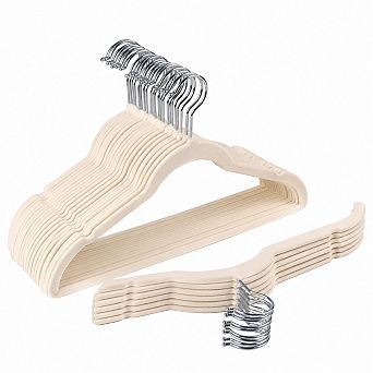 30 Pack Slim Flocked Coat Hangers Non Slip 360 Swivel Hook Space Saving