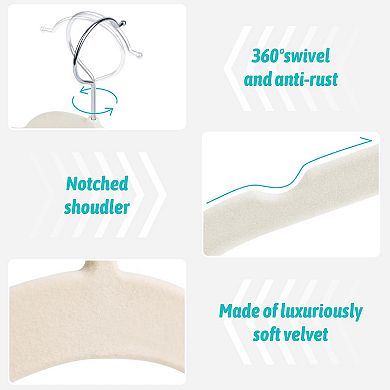30 Pack Slim Flocked Coat Hangers Non Slip 360 Swivel Hook Space Saving