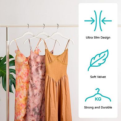 30 Pack Slim Flocked Coat Hangers Non Slip 360 Swivel Hook Space Saving