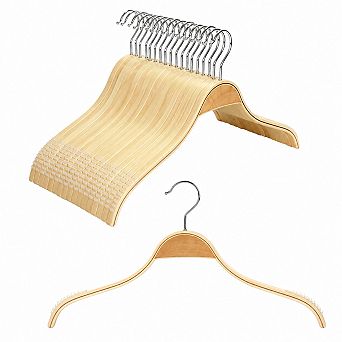 Slim Wood Hangers Non Slip Rubber Grips 18 Pack No Shoulder Bump 360 Hook