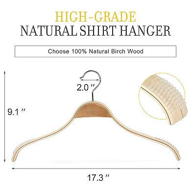 Slim Wood Hangers Non Slip Rubber Grips 18 Pack No Shoulder Bump 360 Hook
