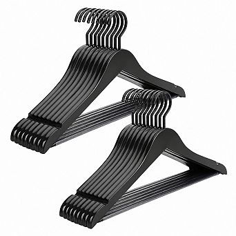 Luxury Wooden Hangers 16 Pack Heavy Duty Thick Hook Non Slip Pants Bar