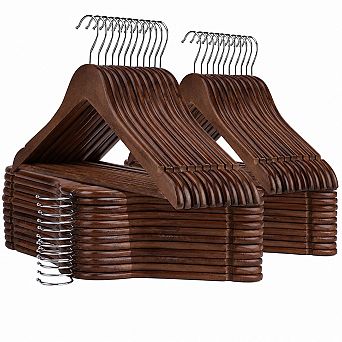60 Pack Heavy Duty Wooden Clothes Hangers With Notches For Closet Storage