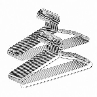 50 Pack Heavy Duty Stainless Steel Hangers 16.4 Inch Closet Clothes Hangers