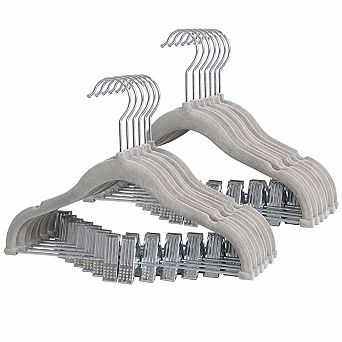 20 Pack Non Slip Heavy Duty Space Saving Clothes Hangers With Movable Clips