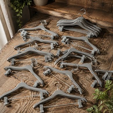20 Pack Non Slip Heavy Duty Space Saving Clothes Hangers With Movable Clips