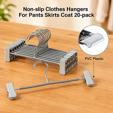 20 Pack Non Slip Heavy Duty Space Saving Clothes Hangers With Movable Clips