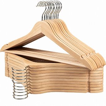 20 Pack Solid Wooden Coat Hangers 360 Swivel Hook Slim Closet Hangers