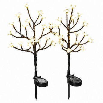 2 Pack 40LED Cherry Blossom Solar Garden Lights Waterproof Outdoor Decor