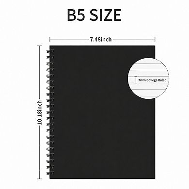 4 Pack B5 Spiral Notebooks Hardcover College Ruled Thick Paper 160 Pages