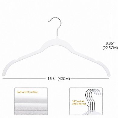 50 Pack Flocked Shirt Hangers 360 Swivel Hook Non Slip Closet Storage