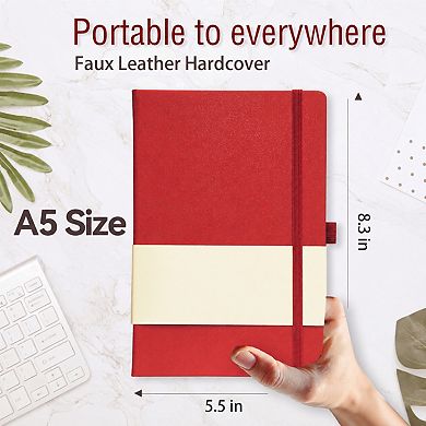 8 Pack A5 Hardcover Lined Journal Notebooks 100gsm College Ruled with Elastic Closure Pen Loop