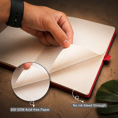 8 Pack A5 Hardcover Lined Journal Notebooks 100gsm College Ruled with Elastic Closure Pen Loop