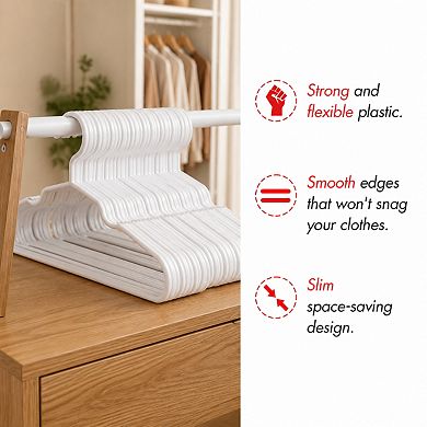 100 Pack Kids Plastic Clothes Hangers Non Slip Space Saving Durable Closet Organizers