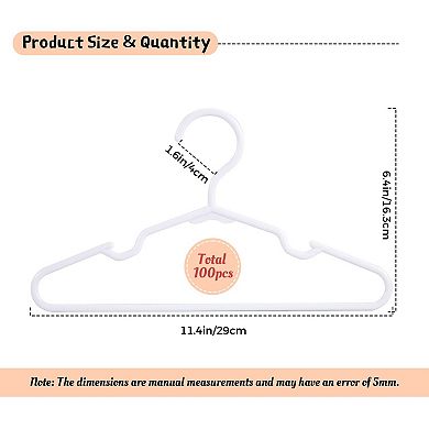 100 Pack Kids Plastic Clothes Hangers Non Slip Space Saving Durable Closet Organizers