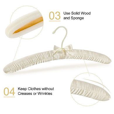 17 Inch Satin Padded Clothes Hangers 10 Pack Thick Foam No Shoulder Bumps