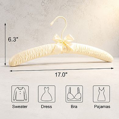 17 Inch Satin Padded Clothes Hangers 10 Pack Thick Foam No Shoulder Bumps