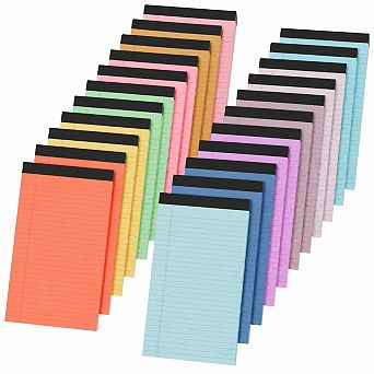 24 Pack Narrow Ruled Legal Notepads 5x8 Inch 80 GSM Colorful Lined Paper For School Office Work