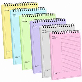 6 Pack Spiral Cornell Planner Notebooks 50 Sheets Multi Color For Work Office School