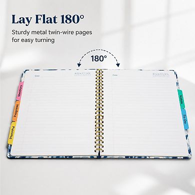 Hardcover 5 Subject Spiral Notebook College Ruled With Removable Dividers Tabs