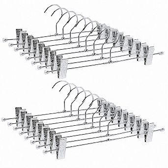50 Pack Heavy Duty Metal Pants Hangers With Adjustable Clips Space Saving