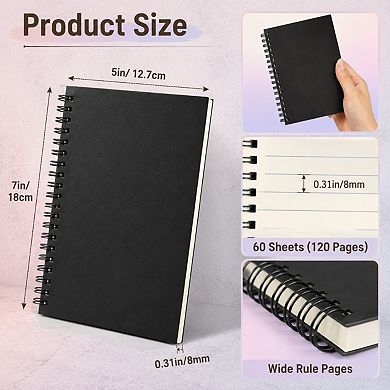 12 Pack Spiral Bound Lined Journal College Ruled Notebook Wire Cover 120 Pages