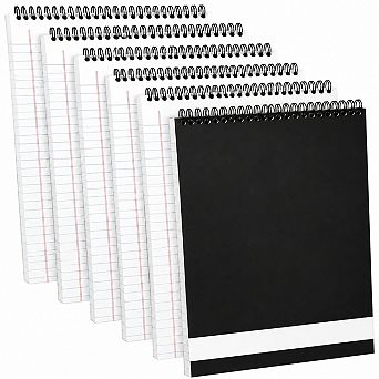 6 Pack Top Spiral Bound College Ruled Notebooks Stiff Cover Double Sided