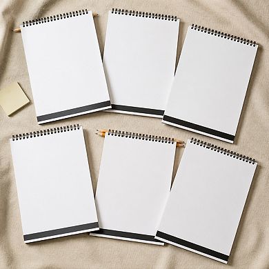 6 Pack Top Spiral Bound College Ruled Notebooks Stiff Cover Double Sided