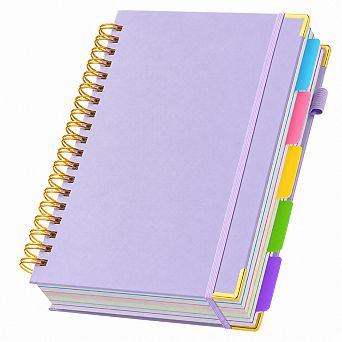 Leather Hardcover Spiral Notebook 5 Subject College Ruled 300 Pages