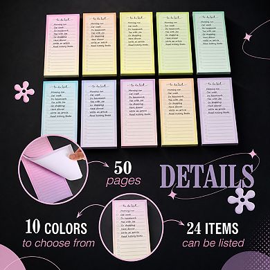10 Pack To Do List Notepads 500 Lined Check Sheets Daily Planner Organizer