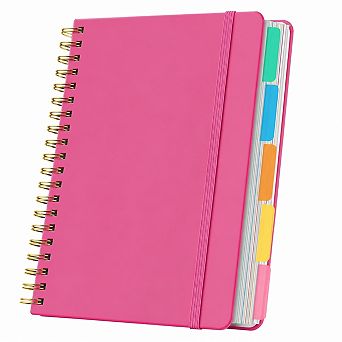 Hardcover Spiral 5 Subject Notebook Removable Dividers College Ruled Lined Organizer