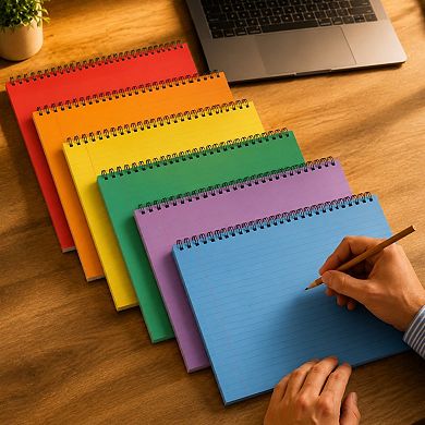6 Pack Rainbow Landscape Spiral Notebooks College Ruled 80gsm 40 Sheets