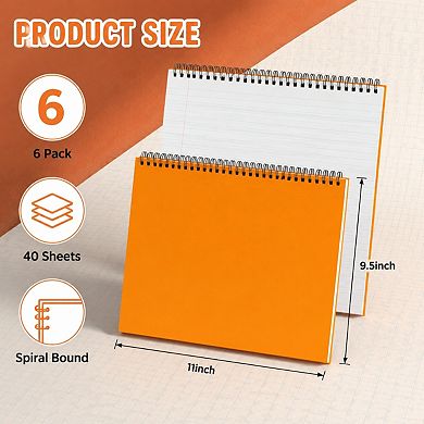 6 Pack Rainbow Landscape Spiral Notebooks College Ruled 80gsm 40 Sheets