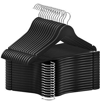 30 Pack Wooden Coat Hangers Anti Slip Notches 360 Swivel Hook Heavy Duty