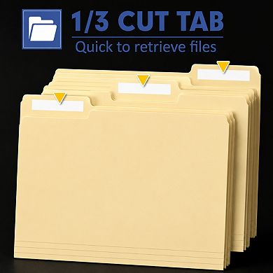 270 Pack Manila File Folders 13 Cut Tab Letter Size Expandable Organizer