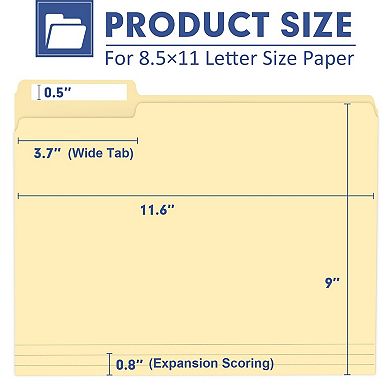 270 Pack Manila File Folders 13 Cut Tab Letter Size Expandable Organizer